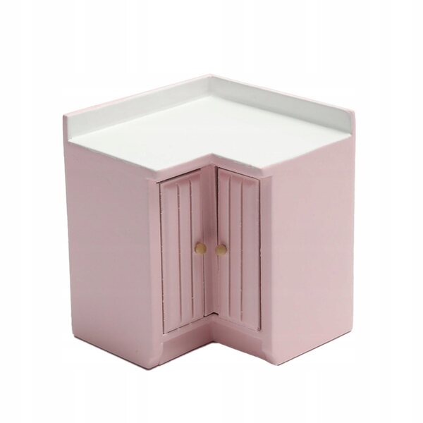 Puppenhaus-Eckschrank 1:12 Rosa Puppenhaus-Küchenschrank aus Holz