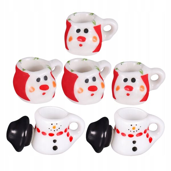 Mini set da tè in ceramica con pupazzo di neve decorativo, 2 pezzi