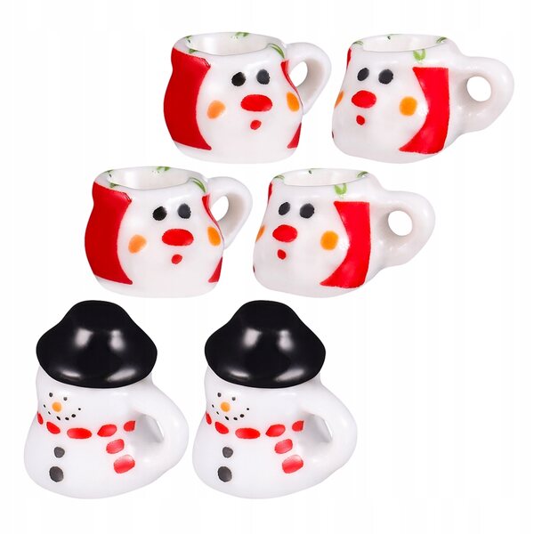 Mini set da tè in ceramica con pupazzo di neve decorativo, 2 pezzi
