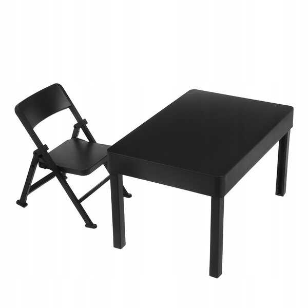 Mini-Klappstuhl-Set aus Kunststoff für Puppenhaus, schwarze Farbe