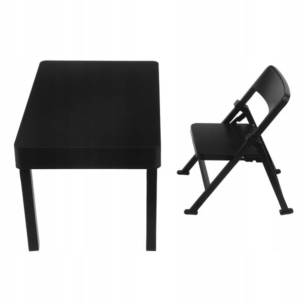 Mini-Klappstuhl-Set aus Kunststoff für Puppenhaus, schwarze Farbe