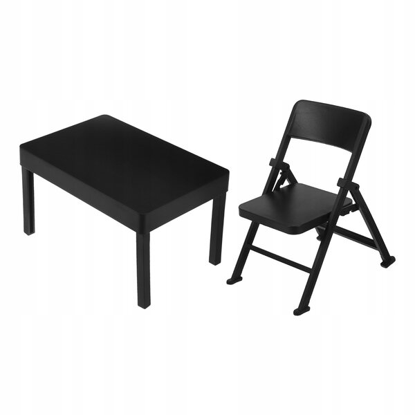 Mini-Klappstuhl-Set aus Kunststoff für Puppenhaus, schwarze Farbe