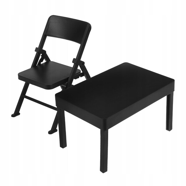 Mini-Klappstuhl-Set aus Kunststoff für Puppenhaus, schwarze Farbe