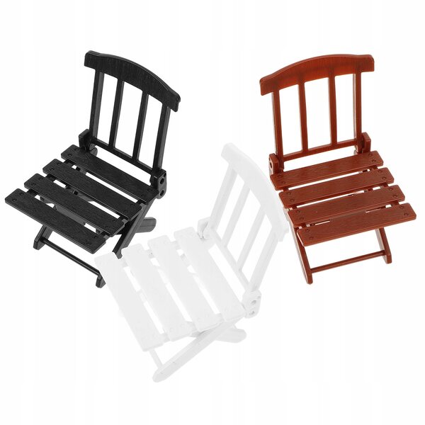 Set 3 Mini Sedie Sdraio Pieghevoli per Casa delle Bambole Colorate