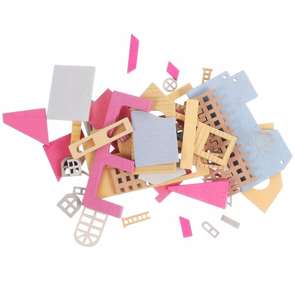 DIY Mini-Holzhaus in Rosa, realistische und langlebige 3D-Dekoration