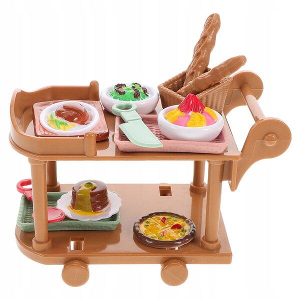 Miniatura Carrello Cucina con Set Alimentare per Casa delle Bambole in Plastica