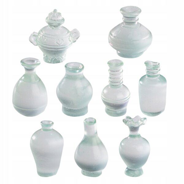 Set 9 Mini Vasi Antichi Trasparenti in Resina per Casa delle Bambole