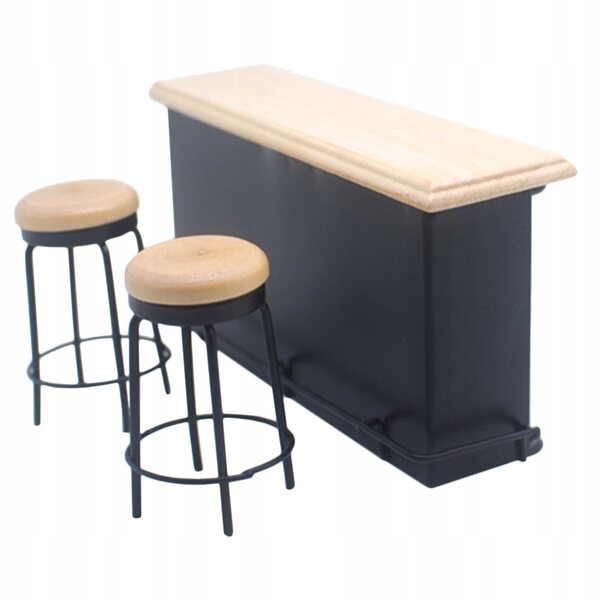 Set Miniatura Mobili Bar in Legno con Tavolo e Sgabelli per Case delle Bambole