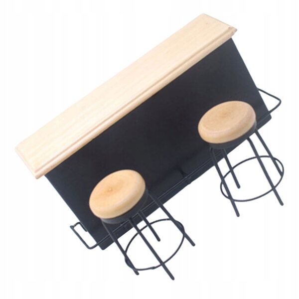 Set Miniatura Mobili Bar in Legno con Tavolo e Sgabelli per Case delle Bambole