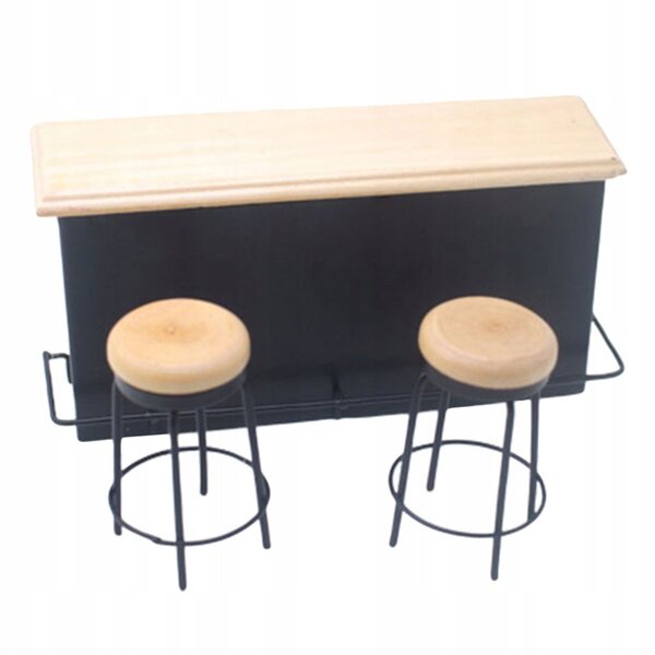 Set Miniatura Mobili Bar in Legno con Tavolo e Sgabelli per Case delle Bambole