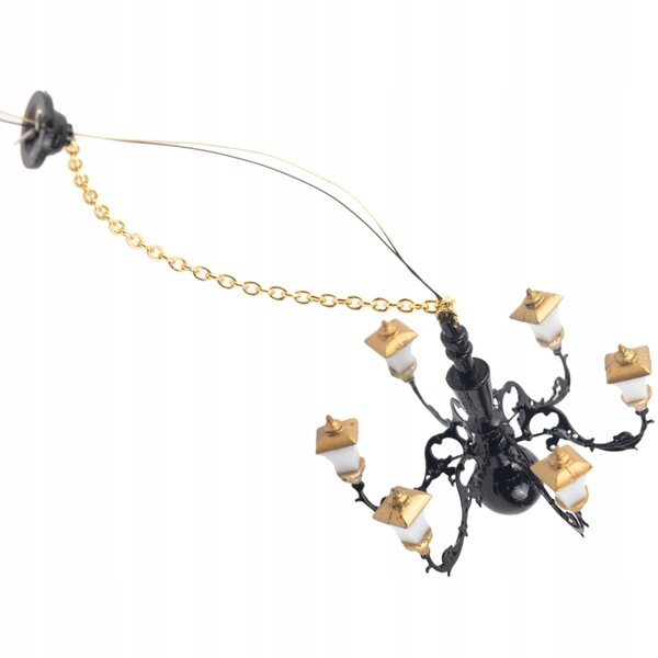 Miniatura Lampadario per Case delle Bambole con Luce Calda e Design Elegante