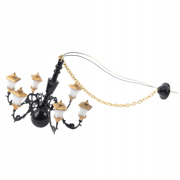 Miniatura Lampadario per Case delle Bambole con Luce Calda e Design Elegante