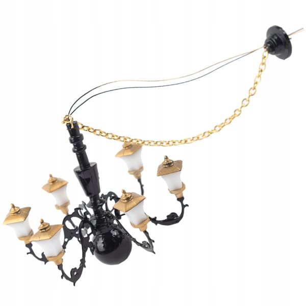 Miniatura Lampadario per Case delle Bambole con Luce Calda e Design Elegante