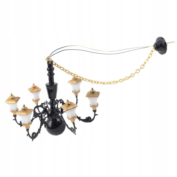 Miniatura Lampadario per Case delle Bambole con Luce Calda e Design Elegante