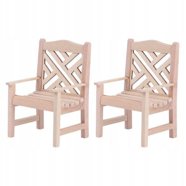 Set 2 Mini Sedie in Legno Verde Khaki per Decorazioni Domestiche e Miniature