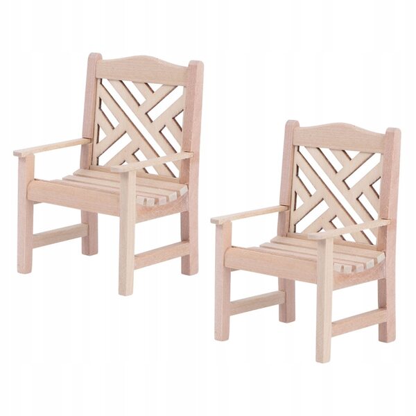 Set 2 Mini Sedie in Legno Verde Khaki per Decorazioni Domestiche e Miniature