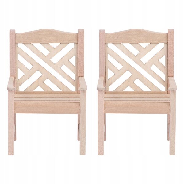Set 2 Mini Sedie in Legno Verde Khaki per Decorazioni Domestiche e Miniature