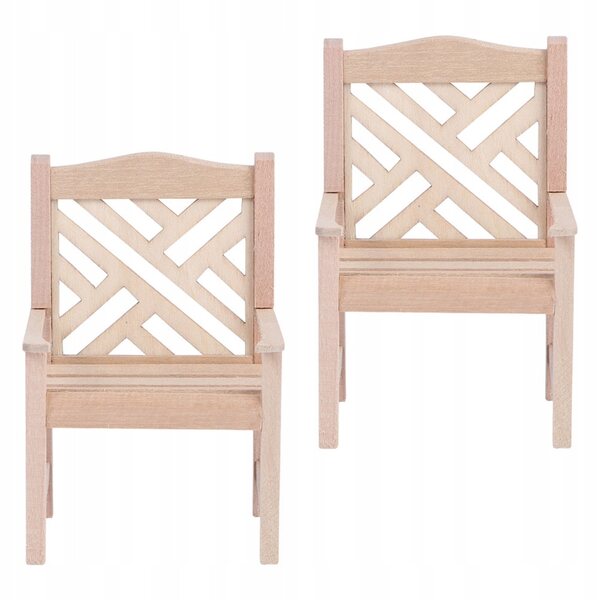 Set 2 Mini Sedie in Legno Verde Khaki per Decorazioni Domestiche e Miniature
