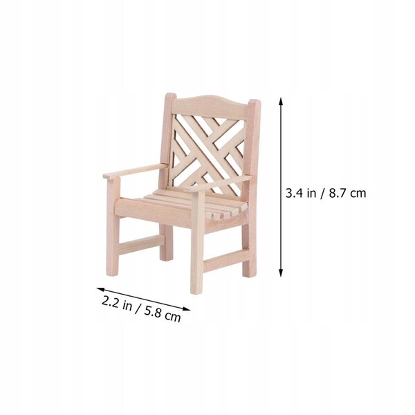 Set 2 Mini Sedie in Legno Verde Khaki per Decorazioni Domestiche e Miniature