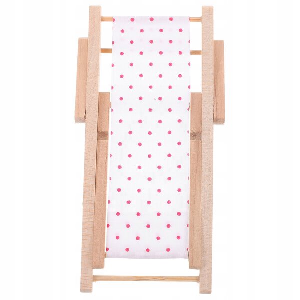 Mini lettino da spiaggia rosa in legno e tessuto per decorare una mini casa