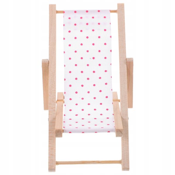 Mini lettino da spiaggia rosa in legno e tessuto per decorare una mini casa