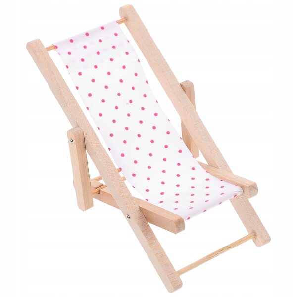Mini lettino da spiaggia rosa in legno e tessuto per decorare una mini casa