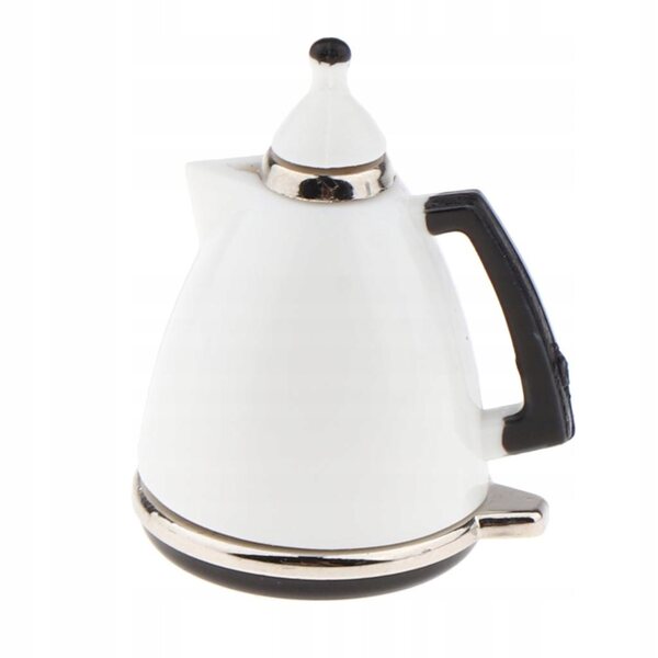 Mini caffettiera bianca 1:12 per casa delle bambole, accessorio per sala da pranzo