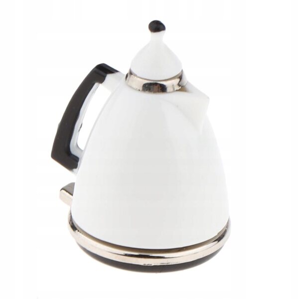 Mini caffettiera bianca 1:12 per casa delle bambole, accessorio per sala da pranzo