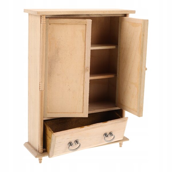 Mini armadio in legno vintage verde per case delle bambole scala 1:12