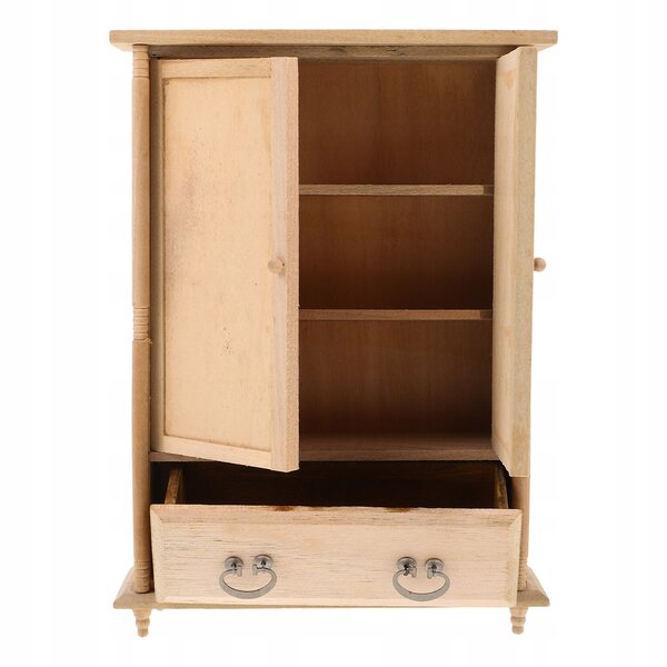Mini armadio in legno vintage verde per case delle bambole scala 1:12