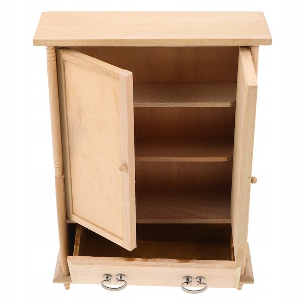 Mini armadio in legno vintage verde per case delle bambole scala 1:12
