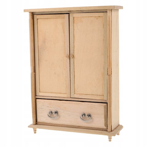 Mini armadio in legno vintage verde per case delle bambole scala 1:12