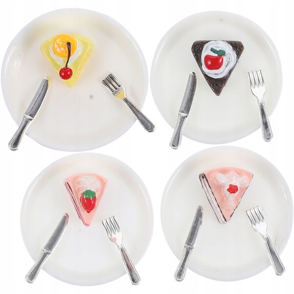 Set 4 Mini Torte Decorazioni in Resina per Casa delle Bambole e Giochi