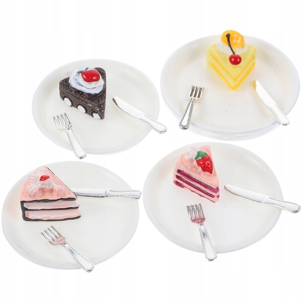Set 4 Mini Torte Decorazioni in Resina per Casa delle Bambole e Giochi