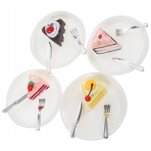 Set 4 Mini Torte Decorazioni in Resina per Casa delle Bambole e Giochi