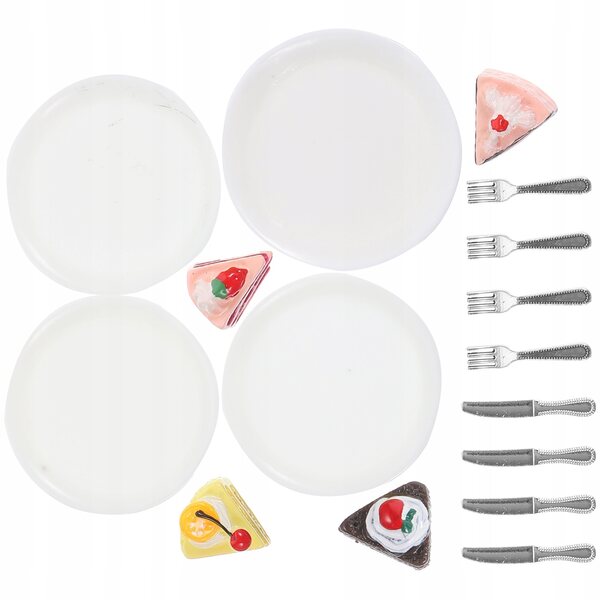 Set 4 Mini Torte Decorazioni in Resina per Casa delle Bambole e Giochi