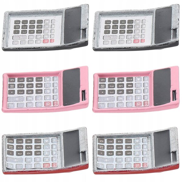Set 6 Mini Calcolatori in Metallo per Decorazione Mini Case e Giochi Bambini