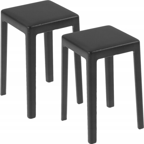 Mini-Kunststoffhocker für Puppenhaus – 2er-Set schwarz