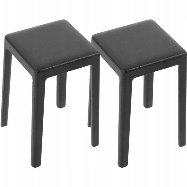 Mini-Kunststoffhocker für Puppenhaus – 2er-Set schwarz