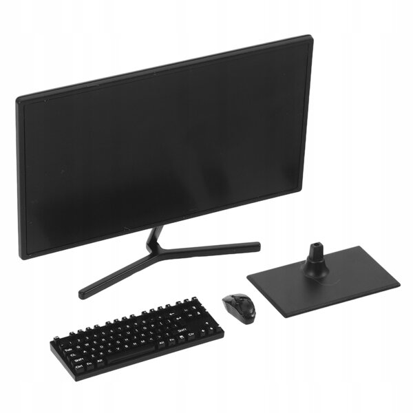Miniature computersæt med tastatur og mus til dukkehus