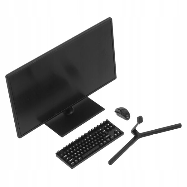 Miniature computersæt med tastatur og mus til dukkehus