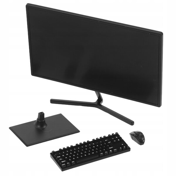 Miniature computersæt med tastatur og mus til dukkehus
