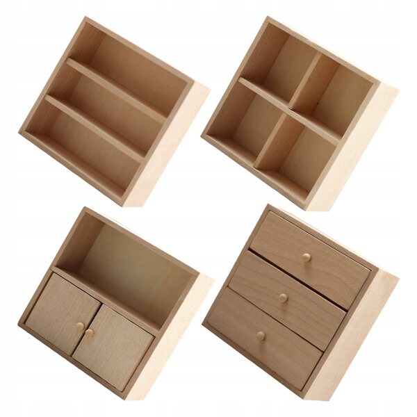 Lot de 4 mini meubles en bois pour maisons de poupées, légers et résistants