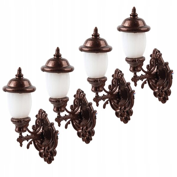 Set 4 Lampade da Parete Miniatura per Decorazioni Casa e Scenari 3V-12V