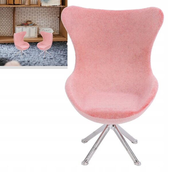 Miniatura sofa rosa con rivestimento in velluto per case delle bambole 5 cm