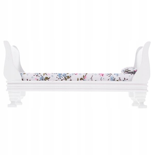 Mini letto in legno bianco per casa delle bambole, stile retrò e facile da usare