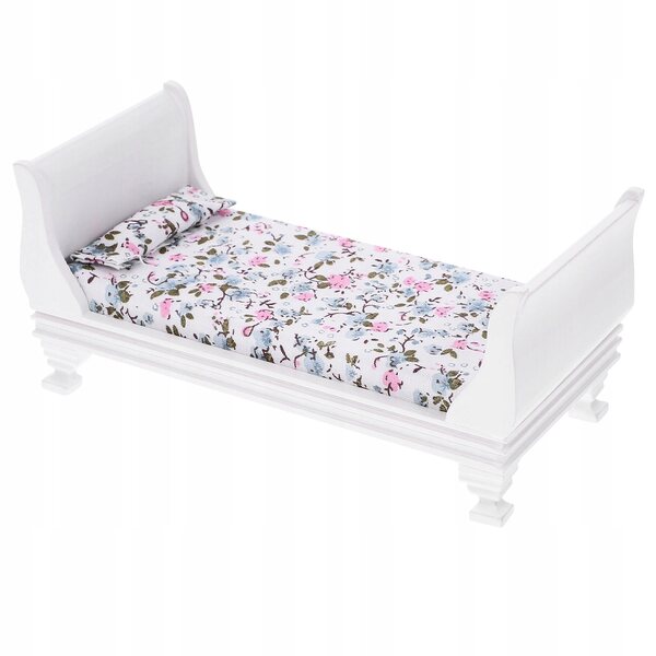 Mini letto in legno bianco per casa delle bambole, stile retrò e facile da usare