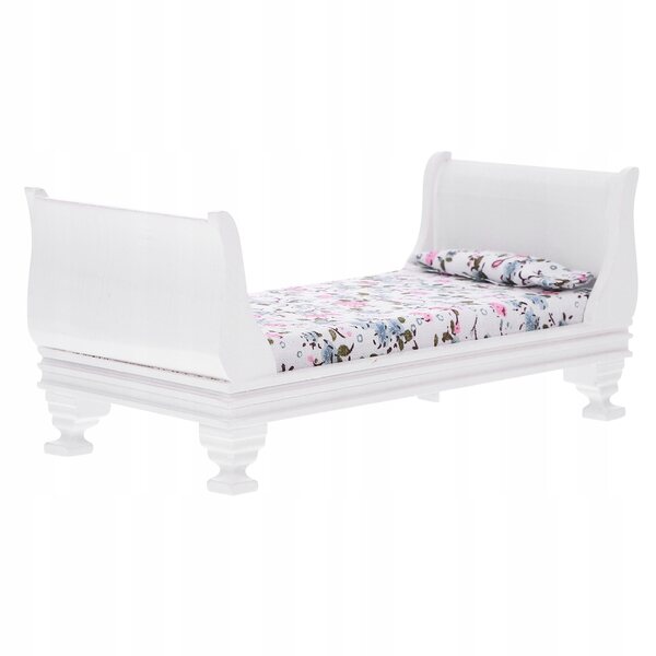 Mini letto in legno bianco per casa delle bambole, stile retrò e facile da usare