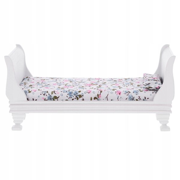 Mini letto in legno bianco per casa delle bambole, stile retrò e facile da usare