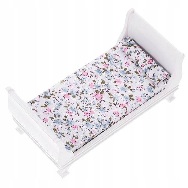 Mini letto in legno bianco per casa delle bambole, stile retrò e facile da usare